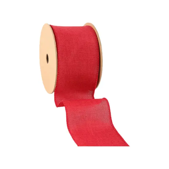 LaRibbons 2 1/2" Wired Ribbon | Dark Red Linen | 10 Yard Roll {3}