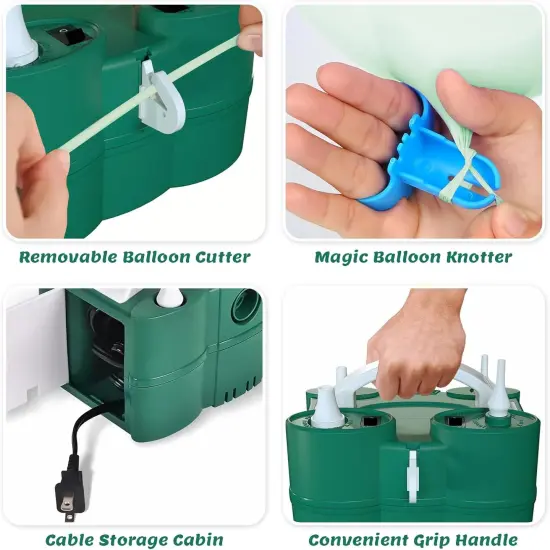 Balloon Pump Electric, 3-in-1 Balloon Pump for Inflatables and Deflator, Electric Balloon Pump for Latex 260q Foil Balloons, Quick-Fill 110V AC Inflator Deflator {5}