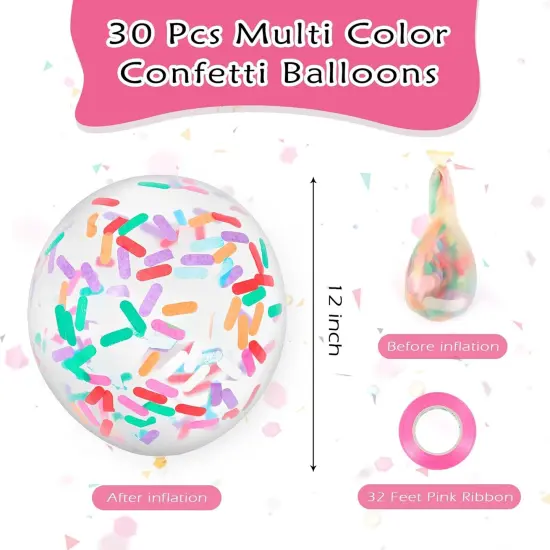 30 Pcs Multicolor Sprinkle Confetti Balloons,12 Inch Ice Cream Sprinkle Latex Balloons Rainbow Confetti Balloons Pastel Confetti Balloons for Wedding Birthday Party Baby Shower Decorations {2}