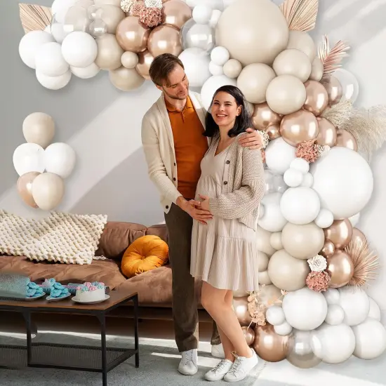 White Sand Balloon Arch Kit,Boho Balloon Garland with Champagne Gold White Cream Clear Balloons for Neutral Baby Shower Engagement Bridal Wedding Birthday Party Decoration {2}