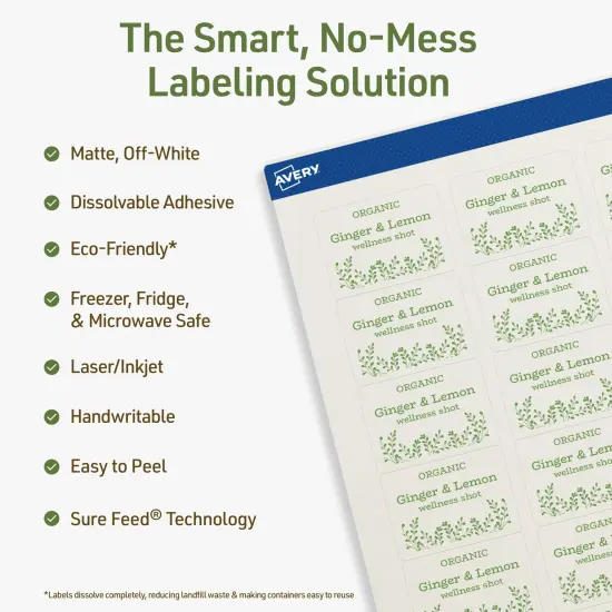Avery Dissolvable Labels, 1.25" x 1.75" Rectangle {8}