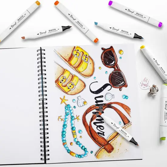 Sketchbook, A4 (8.26" X 11.69"), 60 Sheets/Each, 123 LB/200 GSM, Pack of 1 Pad, Spiral-Bound Pad, Ideal for Wet & Dry Media Like Art Marker, Watercolor, Acrylic, Pastel, Pencil {5}