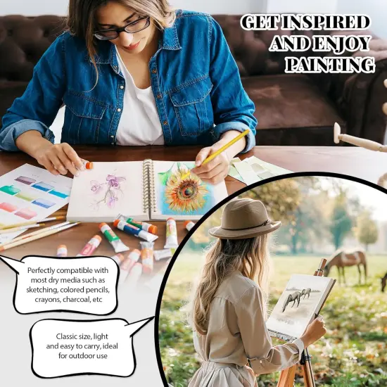 Sketch Book with 12 Color Pencil Set, 100 Sheets Spiral Sketchbook for Drawing (68lb/100gsm), Acid-Free Sketch Pad for Kids Artist, Art Paper Drawing Supplies {5}