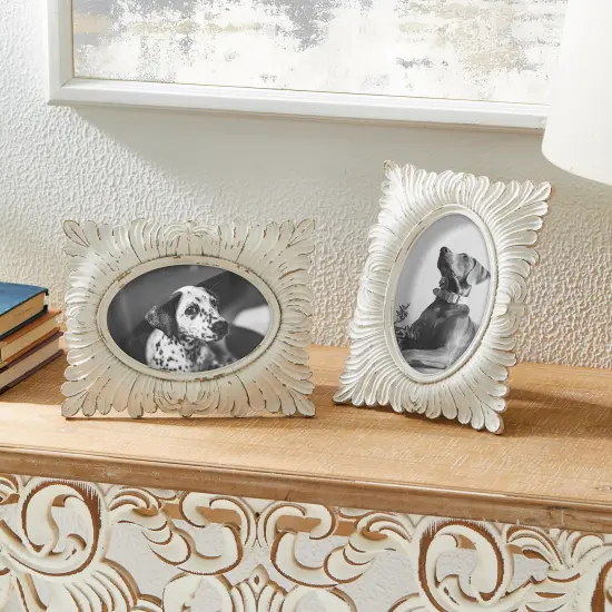 Set of 4 White Ornate Resin Wall or Tabletop Picture Frames-4x6 {4}