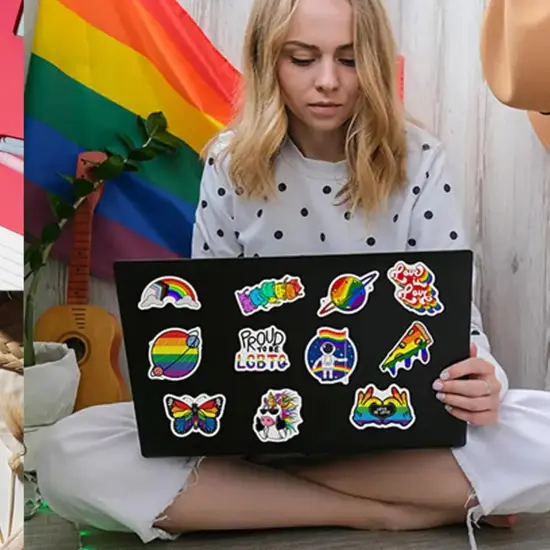 LGBT Pride Stickers 50Pcs Rainbow Stickers Vinyl Waterproof for LGBTQ Bi Trans Lesbian Pride Stuff, Gay Stickers for Laptop Case Water Bottle Helmet {3}