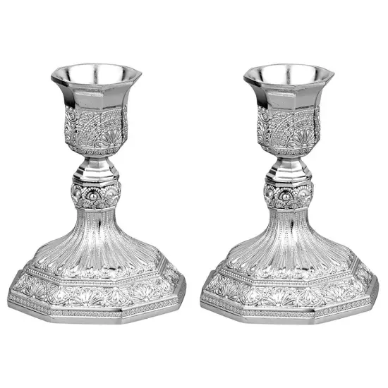 Silver Plated Candlesticks Set {1}