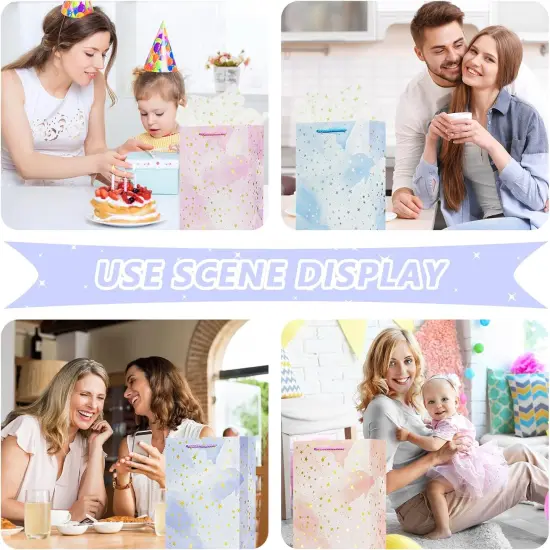 4Pcs 12.6" Medium Size Gift Bag with Handles for Women Men Boy Girls Kids Baby Cute Star Gift Wrap Bags {4}