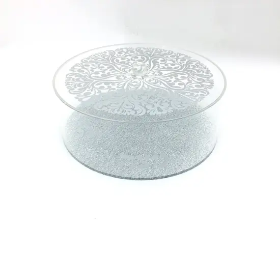Lucite Matzah Box Silver Floral Design {1}