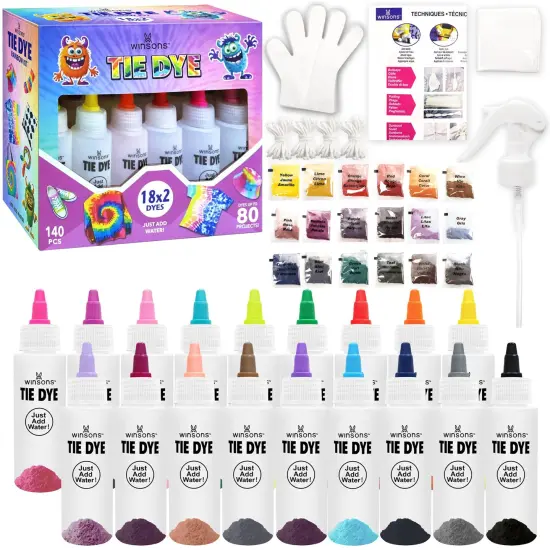 Tie Dye Kit, Tie Dye Set for Kids, 18 Vibrant Colors Pre-Filled Tye Dye Bottles, Non Toxic Permanent Fabric Dye Art Set, Easy DIY Fabric Art - Create Fun {2}