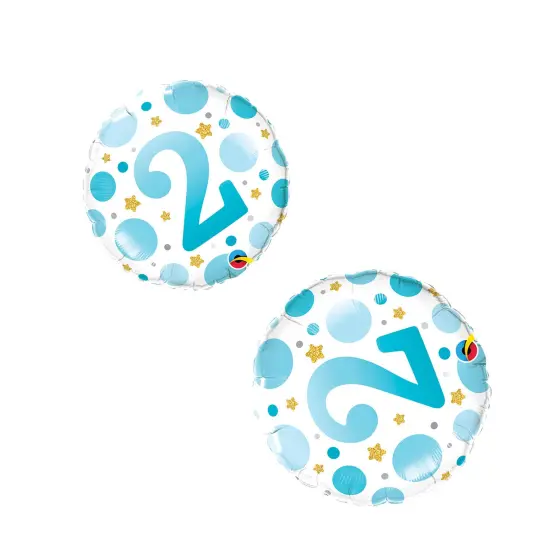 Age 2 Blue Dots 18 Inch Foil Mylar Balloon {2}