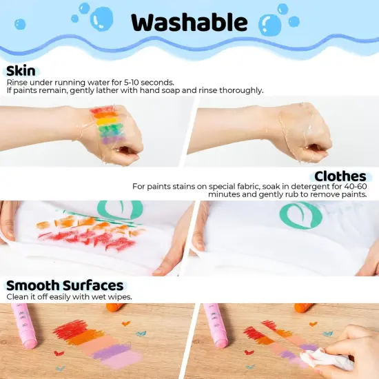 Ohuhu Tempera Paint Sticks for Kids, Washable 36 Colors Tempera Paint, Quick Drying, Non-toxic for Drawing, Graffiti, Works Great on Paper Glass Wood Ceramic Canvas Rock {4}