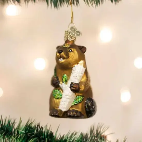 Old World Christmas 3.25 In Eager Beaver Christmas Tree Ornament , Ornament Swimmers Webbed Feet Brown {3}