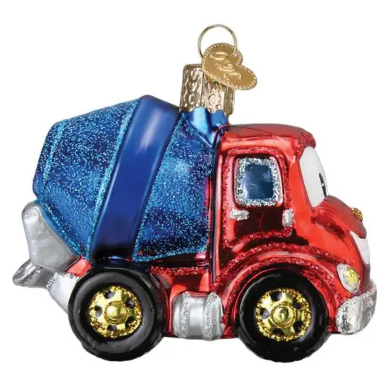 Old World Christmas 2.75 In Cheerful Cement Truck Tree Ornament , Ornament Construction Toy Blue {2}