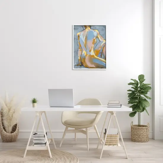 Stupell Industries Modern Blue Brushed Sitting Nude Framed Giclee Design By Trevor Copenhaver {2}
