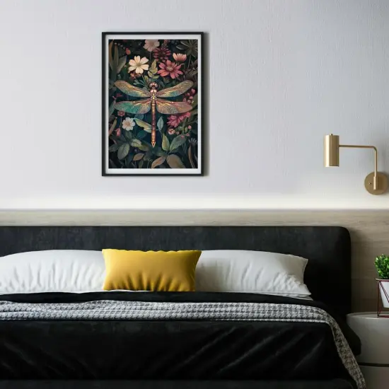 Vintage Dragonfly and Flowers Rub on Transfer {3}