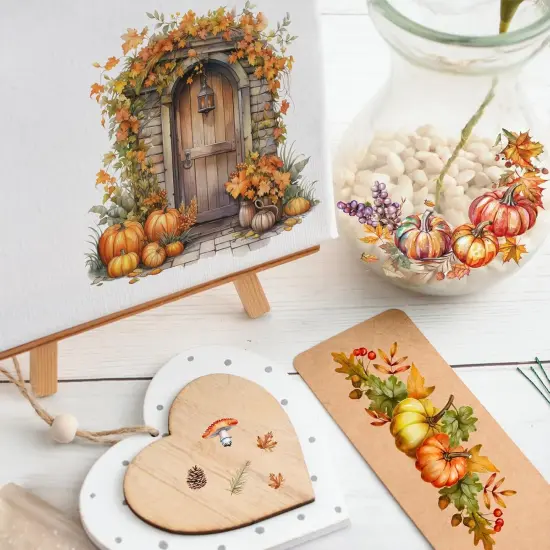 6 Sheets Autumn Theme Rub On Transfer Sticker {3}