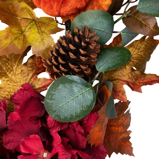 Northlight Artificial Floral and Pinecone Fall Harvest Wreath - 22" - Orange and Burgundy {6}