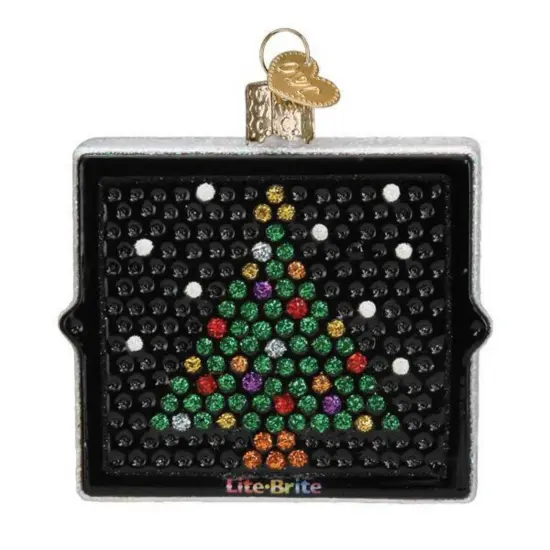 Old World Christmas 3.25 In Lite Brite Tree Ornament , Colorful Pegs Black {1}