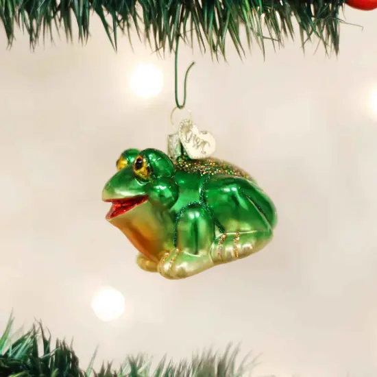 Old World Christmas 1.5 Inch Hop Along Christmas Tree Ornament , Ornament Wild LifeFrog Green {3}