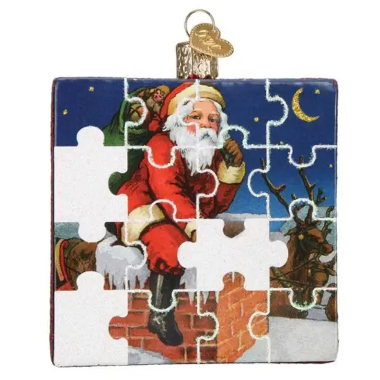 Old World Christmas 4.0 Inch Santa Jigsaw Puzzle Tree Ornament , Interlocking Pieces Multicolored {1}