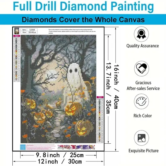 12X16Inch - Halloween Pumpkin Diamond Art Painting Kits for Adults {3}