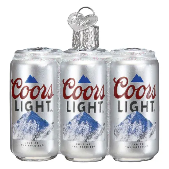 Old World Christmas 2.25 In Coors Light Six Pack Christmas Tree Ornament , Ornament Beer Can Silver {1}