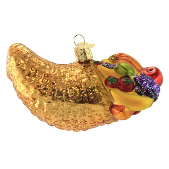 Old World Christmas 3.0 Inch Cornucopia. Christmas Tree Ornament , Thanksgiving Bountiful Gold {2}