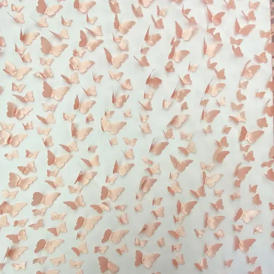 1 Yard Dusty Rose 3D Butterfly Mesh Fabric with Satin Appliqu&eacute; on Lightweight Stretch Tulle 54 Inch Wide {2}