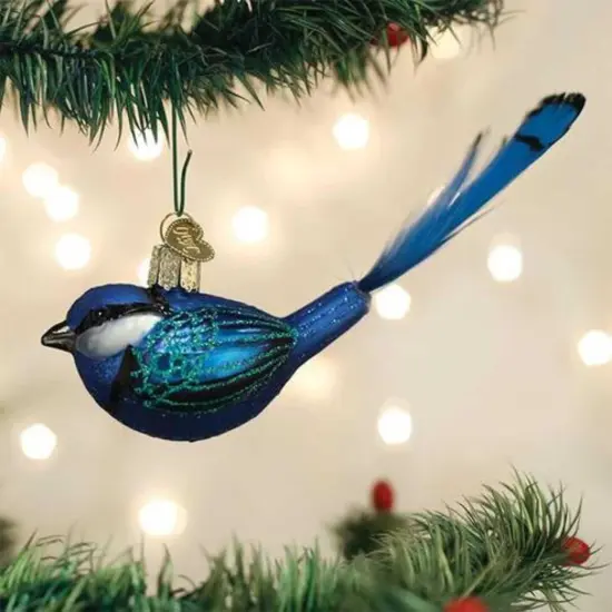 Old World Christmas 1.75 In Fairy Wren. Christmas Tree Ornament , Ornament Bird Blue {3}