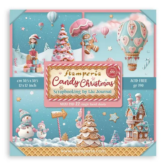 Stamperia Single-Sided Paper Pad 12"x12" 22/Pkg-Candy Christmas {1}