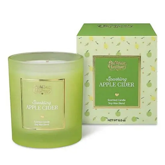 Old World Christmas 3.5 Inch Sparkling Apple Cider Scented Candle Fall Flame Candle , Fall Decor Fall Winter Scents Luxurious Green {2}