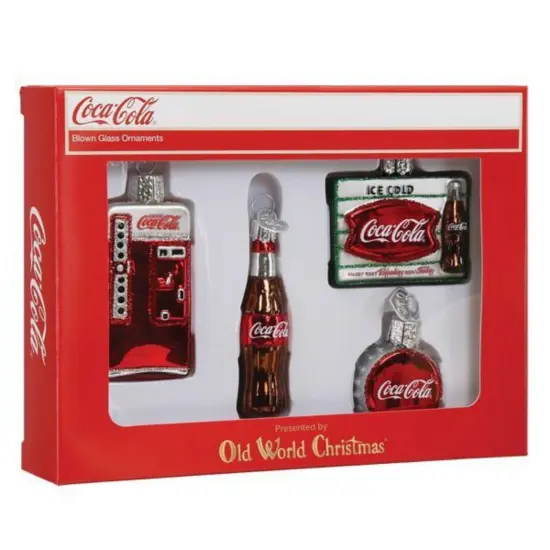 Old World Christmas 3.25 In Coca Cola Mini Diner Set Christmas Tree Ornament , Ice Cold Red {3}
