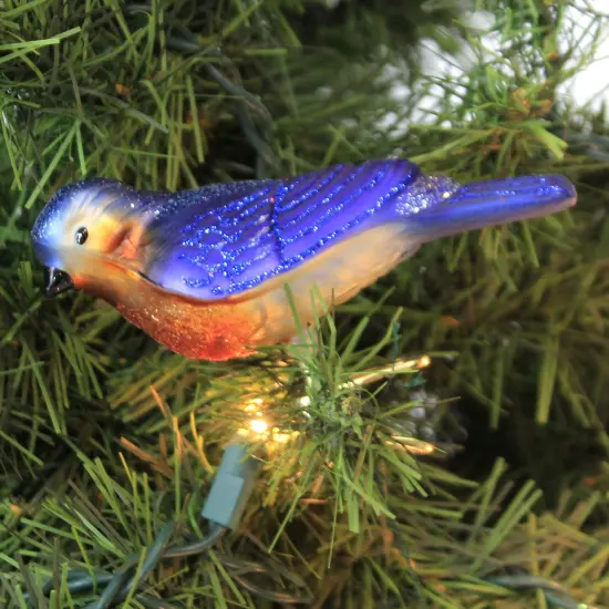 Old World Christmas 2.25 In Western Bluebird. Christmas Tree Ornament , Clip-On Happiness {3}