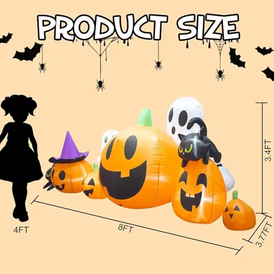 Halloween Inflatables Pumpkin Decorations Outdoor, Blow Up Yard Inflatable Halloween Pumpkin Ghost Black Cat {4}