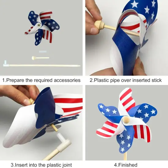 12 Pack Patriotic Pinwheels, American Flag Pinwheels, Wind Spinners for Yard for 4th of July Decor {4}