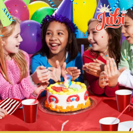 211pcs Shiny Red Plates and Napkins Party Supplies for 30 Guests - Shiny Red Party Plates, Cups, Cutleries, and Napkins Set with Tablecloth for Birthday, Anniversary, Holidays, and Valentines {5}