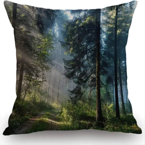 Nature Misty Cotton Linen Throw Pillow Case Cushion Cover Home Office Decorative for Sofa Living Room Square 18 X 18 Inches {5}
