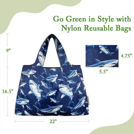 Wrapables Large Foldable Tote Nylon Reusable Grocery Bags, Great White {2}