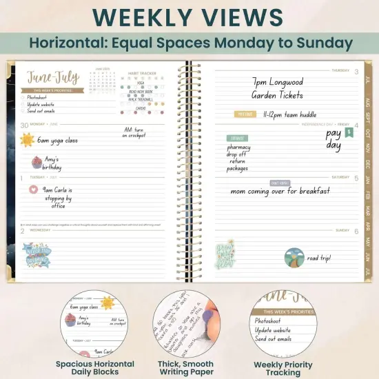 bloom daily planners 2025-26 Academic Planner, Hard Cover, 8.5" x 11", Midnight Sky {4}