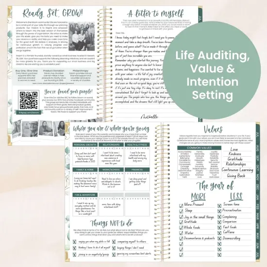 bloom daily planners 2025-26 Academic Planner, Hard Cover, 5.5" x 8.25", Eucalyptus, White {5}