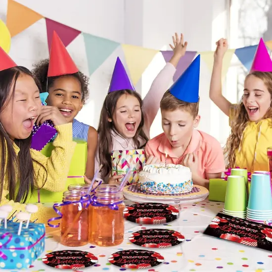 40pcs Black and Red Birthday Party Supplies,Include 20 Dessert Plate, 20 Napkin,For Men and women Birthday Party Supplies,Used for Black and Red Birthday Party Decoration {5}