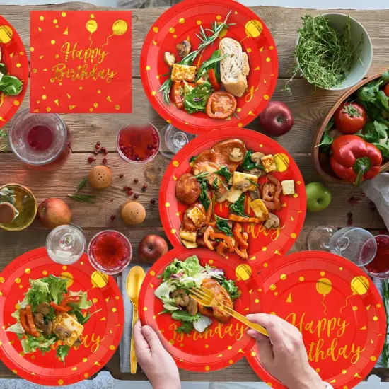 175 Pieces Gold Disposable Party Dinnerware Set &Disposable Birthday Party Dinnerware {5}