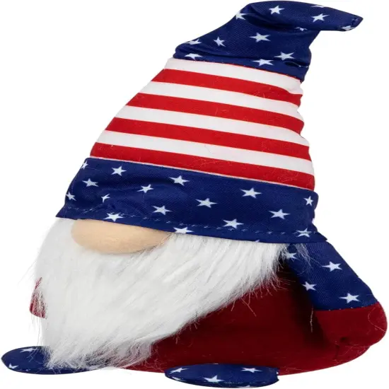 Northlight Stars and Stripes Patriotic USA Gnome Figurine Tabletop Decor, 9.5", Blue {3}