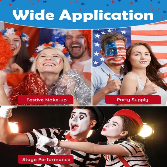 2 Color Water-Based Patriotic Face Paint with Glitter {3}
