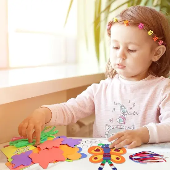12 Pack Butterfly Craft for Kids Make Your Own Butterfly Foam Stickers with Beads DIY Arts and Crafts for Kids Boys Girls Party Favor Summer Fall Decoration Birthday Gifts {2}