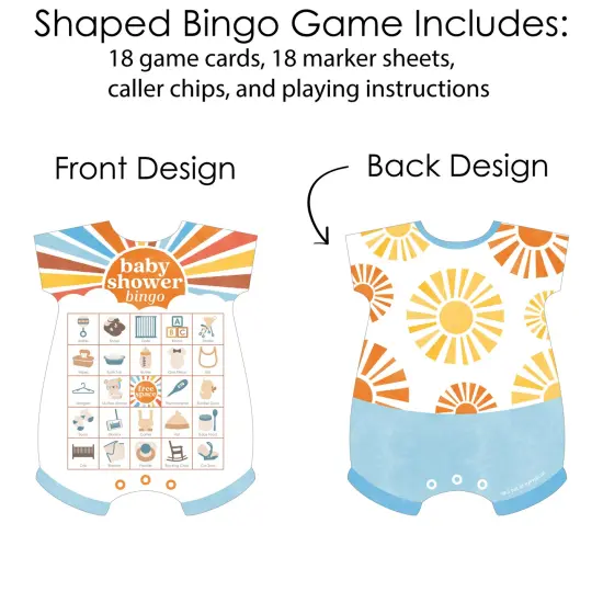 Big Dot of Happiness Here Comes The Son Baby Shower Bingo, Picture Game Cards and Markers, Boy Boho Party Supplies - Set of 18 {6}