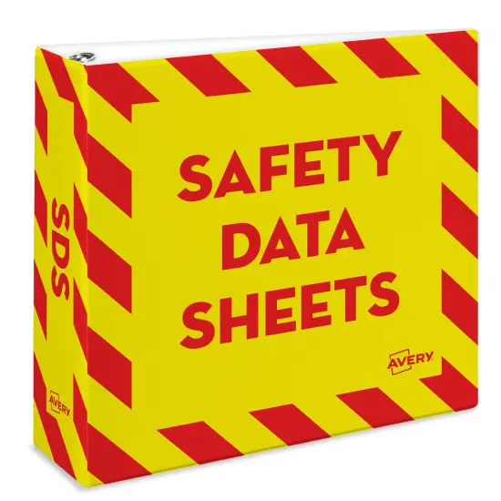 Avery Heavy-Duty Industrial SDS Binder, 3" One-Touch Rings, 670-Sheet Capacity, Yellow/Red Border (18952) {1}