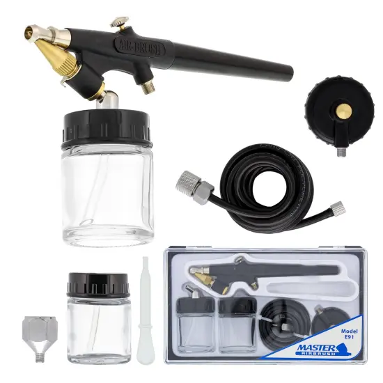Master Economy E91 Single-Action External Mix Siphon Feed Airbrush Set with 0.8 mm Tip & 1/8 in. Air Inlet {1}