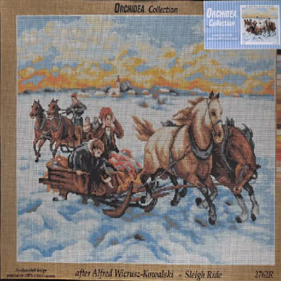 Gobelin canvas for halfstitch without yarn after Alfred Wierusz-Kowalski - Sleigh Ride 2762R {1}