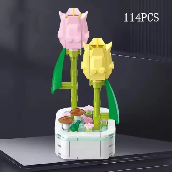 Tulip Liliaceae Building Brick Potted Flower F07M9-8(103)-A4 {1}